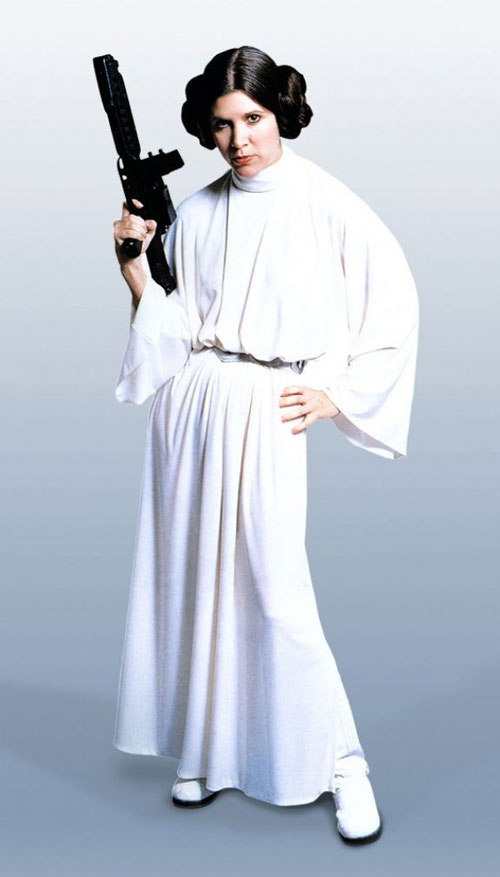 Carrie Fisher Princes Leia Star Wars 1977 white dress