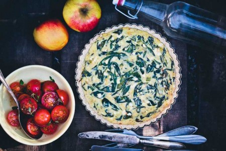 Oat crust spinach and feta pie