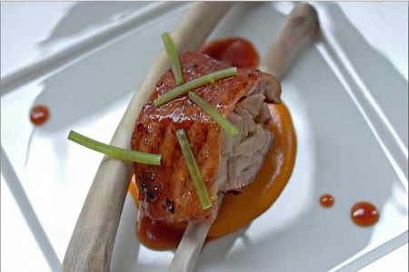 Turkey wing, cilantro stems, carrot ketchup