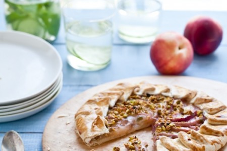 White nectarine and pineapple sage galette