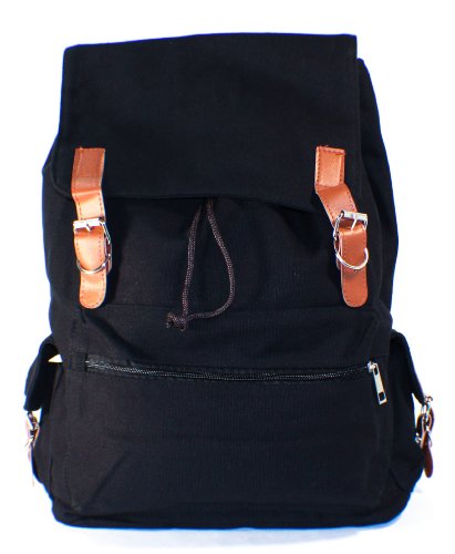 Black Canvas Backpack School Bag