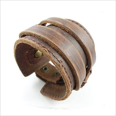 Brown Leather Men's Cuff Bracelet