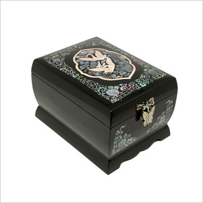 Mother of Pearl Asian Lacquer Wooden Black Box