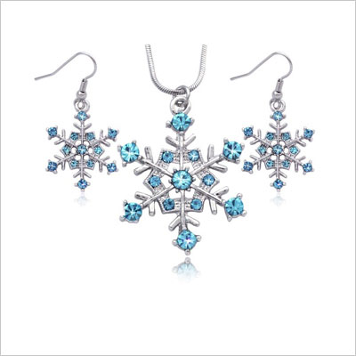 Snowflake Winter Necklace Earrings Set