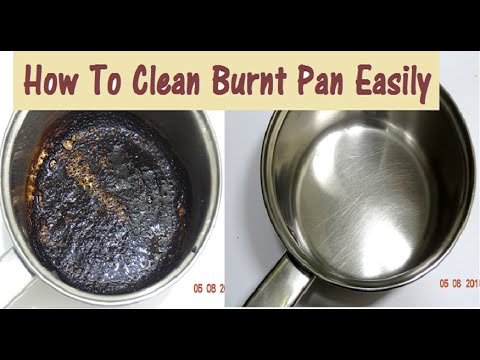 Cleans burnt pans, pots and other kitchen