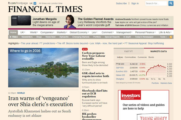 Financial Times Business Website