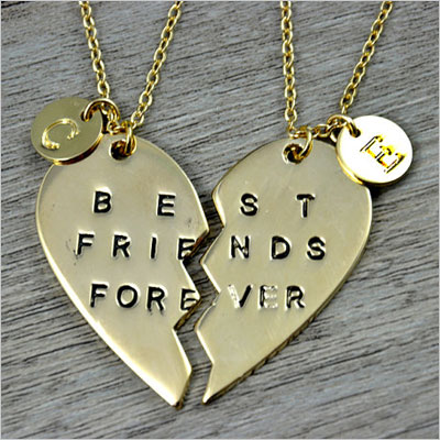 Best Friends Forever with initial charms necklace