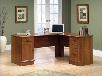 Sauder Office Furniture Shaker Cherry L-Shaped Desk