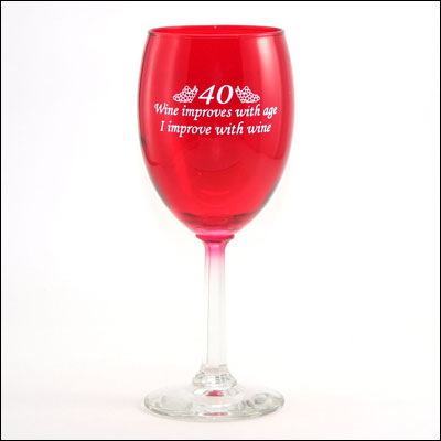 40 Age Improves Wine Glass