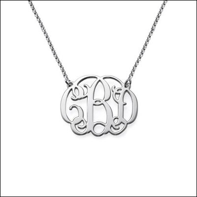 Sterling Silver Fancy Monogram Necklace - Custom Made