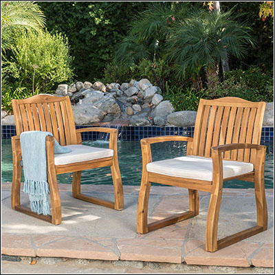 Great Wedding Gift Ideas GDF Studio Tampa | Acacia Wood Outdoor Dining Chairs | Set of 2
