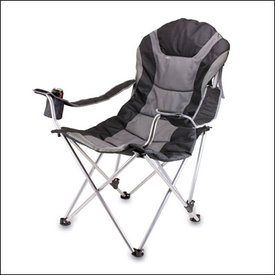 Picnic Time Portable Reclining Camp Chair, Black/Gray