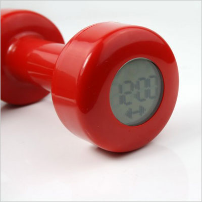 Novel Creative Red Dumbbell Alarm Clock Shape