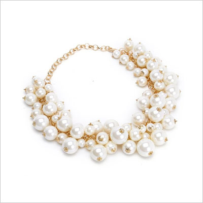 Simulated Pearl Beads Cluster Choker Necklace