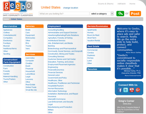 Geebo screenshot, sites like craigslist no.6