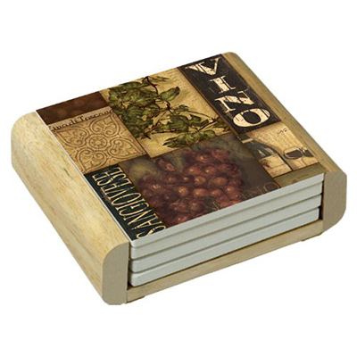 CounterArt Wine Labels Design Square Absorbent Coasters