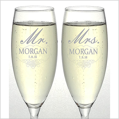 personalized engagement champagne flutes