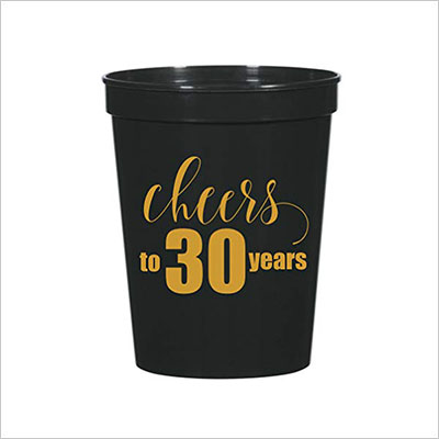 White Rabbits Design Cheers to 30 Years, 30th Birthday Cups0 Years, 30th Birthday Cups
